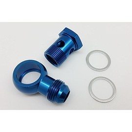 Autobahn88 Aluminum Anodized Oil Cooler Banjo Connector - M18 P1.5 Banjo Screw, M18 to AN8 Male Banjo, Setrab Compatible (Blue)