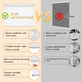 Persilux 100% Blackout Window Shades Cordless Roller Shades (34" W x 72" H, White) Window Blinds UV Protection Energy Saving Window Blinds for Windows, Home and Office