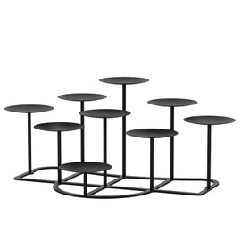smtyle DIY 9 Mantle Candelabra Flameless or Wax Candle Holders for Fireplace with Black Iron Decoration on Desk/Floor