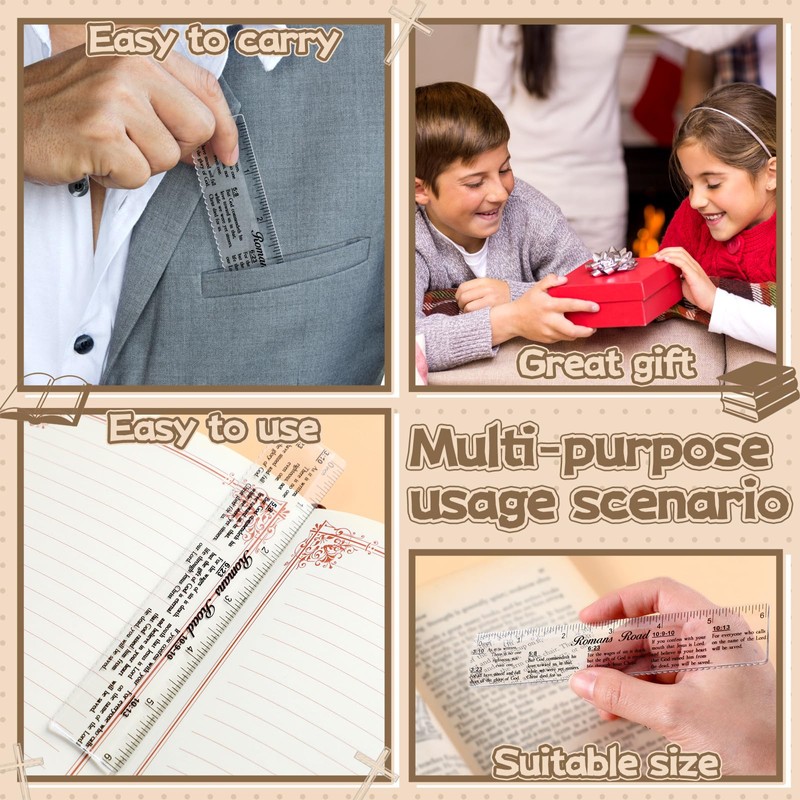 24 Pcs Clear Bible Verses Ruler with Scalloped Edge 6