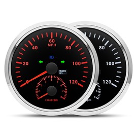 ARTILAURA 110mm 4-3/8" GPS Speedometer with Tachometer Boat 120 MPH Speedometer 8000RPM Tacho AUTO Gauge Waterproof for Marine AUTO Car Truck(Black and Silver)
