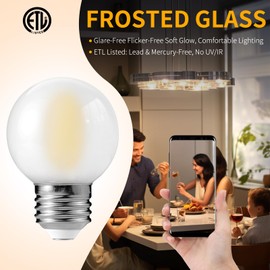 Decoaui G16.5 E26 LED Globe Light Bulbs, 4W (40W Equivalent) 400 Lumens, 2700K Soft White, CRI90+, Dimmable, Frosted Glass, Small Round Bulbs for Candelabra, Pendant, Sconce, Lamp Fixtures – 6 Pack