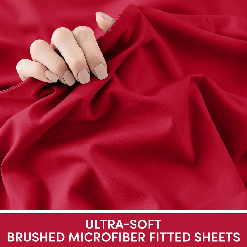 Moonlight Bedding Super King Fitted Sheet Red - Premium 25cm