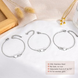 GBTBYS 3 PCS Best Friend Bracelet Heart Matching Sister Friendship Distance Bracelets for Women Girls BFF Bestie Daughter Niece Birthday Gifts