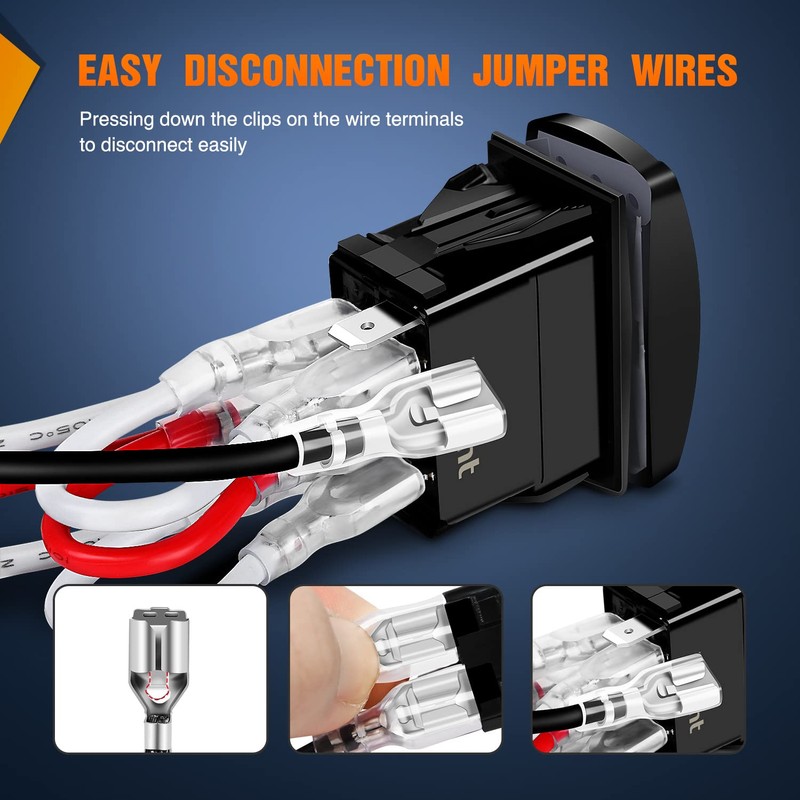 Nilight Turn Signal Switch Blue 4Pin ON-Off-ON Laser Etched SPDT