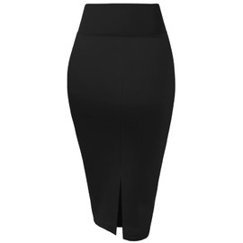 Hybrid & Company Women's Techno/Scuba Stretchy Office Pencil Skirt KSK43584 1139 Black XL