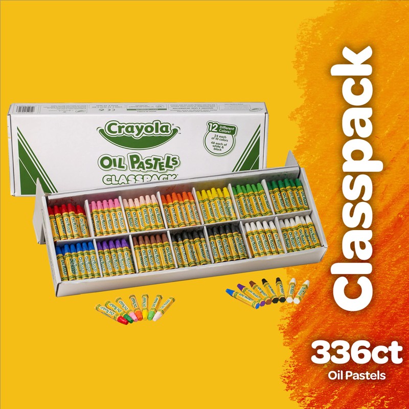 Crayola Oil Pastels Classpack (336ct), 12 Brilliant Opaque Colors, Kids