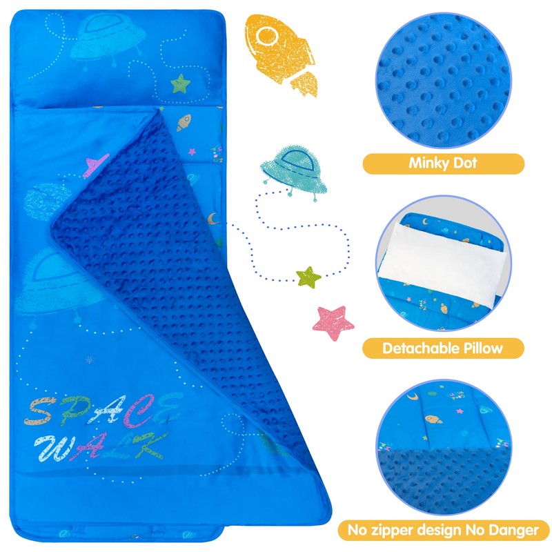 Toddler Nap Mat Kids Sleeping Mat with Removable Pillow 51"x20"