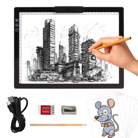 Rechargeable A4 Light Pad with Innovative Stand and Top Clip, Elice Wireless Bright Light Tracing Board Portable LED Artcraft Tracer Box for Artists, Drawing, Cricut Weeding Vinyl, Diamond Painting