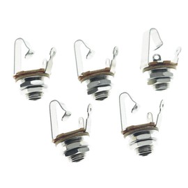 KAISH Nickel Premium 5pcs Brass Material Metric Thread Audio 1/4" Female Guitar/Bass Output/Input Jack 6.35mm TS Mono Panel Mount Jack Socket with Nuts and Washer