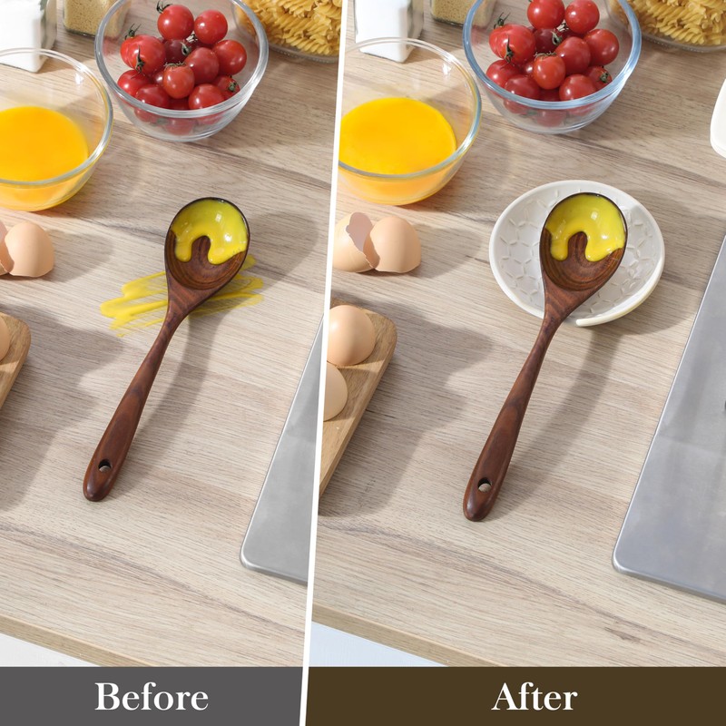 MALACASA Ceramic Spoon Rest for Stove Top, 4.8 inch Cooking