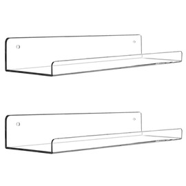 Cerpourt Cerpourt Acrylic Floating Wall Ledge Shelf, Clear Bathroom Storage Shelves Display,Acrylic 15" Invisible Bookshelf (2pack)