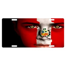 Peru Flag Custom License Plate Peruvian Emblem Girl Version