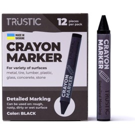 Marcador universal de cera de crayón para marcas industriales y artesanales detalladas en madera, cartón, cerámica, hormigón, neumático de plástico, 4 x 1/2 pulgadas, paquete de 12 unidades