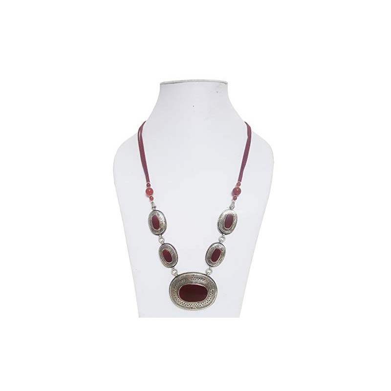 Mehrunnisa - Collar con colgante tribal afgano Rojo