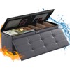 ENGPOW Storage Ottoman,Fireproof Folding Storage Bench with Lock(15”x 43”x15”),Waterproof Leather