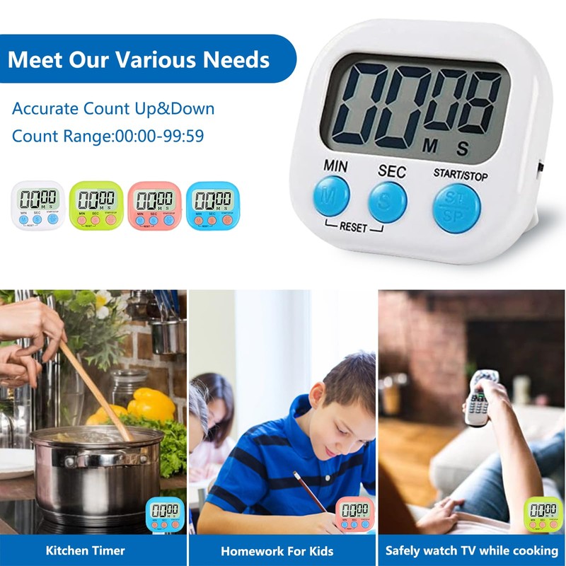 VINPAM Digital Kitchen Timer with Magnetic Back, Vertical Stand, and
