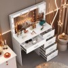Yamissi Modern 5 Drawers Vanity Makeup Table with 11 Led
