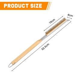 Yeqqzq 21 Inch Pizza Oven Brush with Scraper, Heat Resistant Stainless Steel Bristles, 2 in 1 Pizza Stones Brush, Pizza Stone Cleaning Brush for BBQ Outdoor Oven Accessories