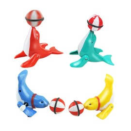 WOONEKY 4pcs Adorable Seal Wind-up Toys Clockwork Walking Toys for Boy Girl Interactive Play and Room Safe and Fun for Toddlers Random Colors