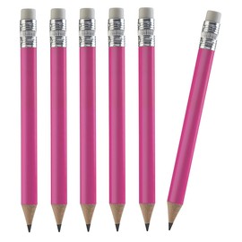 TH Golf 100pcs Golf Pencils, 4 Inch Mini Pencils Half Pencils with Eraser Sharpened Wood Mini Round Pencils for Schools Wedding Toddlers Home Corporate Multiple Colours (Neon Pink)