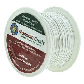 Mandala Crafts 1mm 109 Yards Jewelry Making Beading Crafting Macrame Waxed Cotton Cord Thread (White)