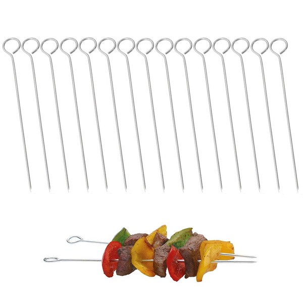 20 cm 100% Food Grade 304 Stainless Steel Turkey Lacers, Roller Needles, Meat Needles, Metal Skewers, Cocktail Skewers for Trussing Turkey and Poultry (15 Pack) (20 cm)