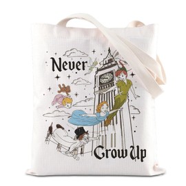 FOTAP Peter Inspired Tote Bag Never Grow Up Shoulder Bag Magical Theme Park Gift Manor Gift Magic Kingdom Gift Family Vacation Gift (Never Grow Up TC)