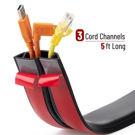 Bates- Floor Cord Cover, Large Capacity, 5 ft, Black Extension Cord Cover Floor, Cord Protector, Floor Cable Cover Floor, Cord Hider Floor, Cable Floor Cover, Cable Covers for Cords