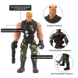 Lynkaye 6 Pcs Soldier Action Figure Toy Army Men with Weapon Accessories/SWAT Team Figure Military Playset for Boys Girls, Great Gift as Christmas, Birthday (6 Modern Soldier)