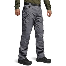 Hiwise Men's Ripstop Tactical Pants Water Resistant Stretch Cargo Pants Lightweight EDC Hiking Work Pants (Grey, 34WX30L)