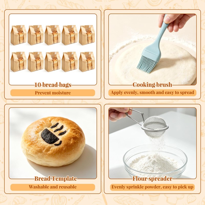 Sourdough Bread Baking Kit, Supplies with Round & Bread Proofing