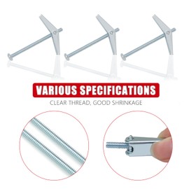 Rierdge 12 Pcs 1/8 x 2 Inch Spring Toggle Bolt, Heavy Duty Drywall Anchors, Butterfly Anchors, Metal Toggle Bolt for Hanging Heavy Items on Drywall Wood