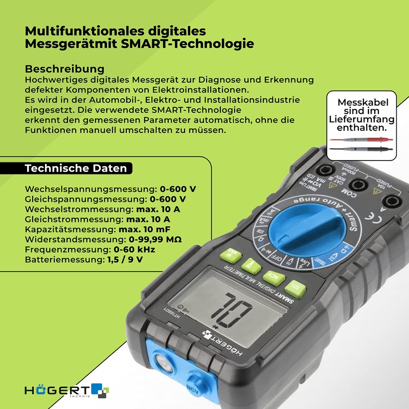 Digital Multimeter Högert NCV AC/DC Voltmeter Ohmmeter Widerstandskapazität Frequanec Zählungen