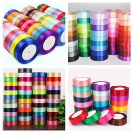 Cinta de 2,5 cm, cinta de regalo para manualidades, cinta de regalo de satén, rollo de cinta sólida, 2,5 x 25 yardas