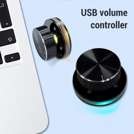 Sanpyl USB Volume Control Knob, PC Computer Speaker Volume Control Audio External Volume Control Knob with RGB Light, Volume Controller for Android