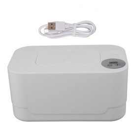 Wipes Warmer with Night Light Temperature Adjustable Refillable Multifunctional Portable USB Baby Wipes Holder Dispenser White