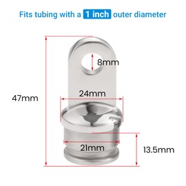 HWIMARINE Bimini Top Cap Eye End - 1" OD Round Inside Fitting, Marine Grade Canopy Hardware for Boats, Yachts, Kayak, 2 Pcs (1 inch)
