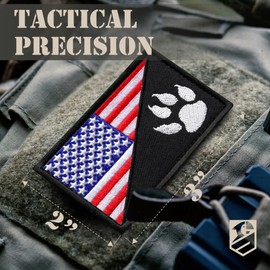 Bluyellow 2Pcs American Flag Dog Tracker Patch Set, Embroidered Paw USA American Patches, Funny Hook and Loop Service Dog Patches for Dog Harness, Vest, Tactical Backpack, Collar, Color, 3x2 Inches
