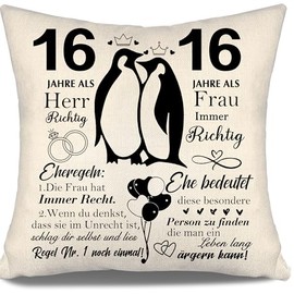 16 Years as Mr Right 16 Years as Woman Always Right Wedding Anniversary Gift Marriage Cushion Covers for Couples Husband Woman Women Men Mum Dad Aunt Uncle Friends Happy Anniversary (16 Years)