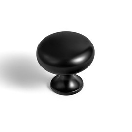 Goo-Ki Black Zinc Alloy Cabinet Enlarged knob - Single Hole Center Affordable Luxury Cabinet Pull Hardware for Bedroom, Kitchen, 6 Pack