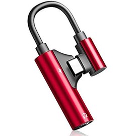 Tec-Digi Lightning to 3.5 mm Headphone Jack Adapter Music & Charge Compatible with all iPhones including 8/8 Plus/X/Xr/Xs/7/7 Plus,Support iOS 11,10.3 and More –Red