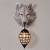 KWOKING Rustic Wolf Wall Lamp, Fun Wall Sconce Lighting with