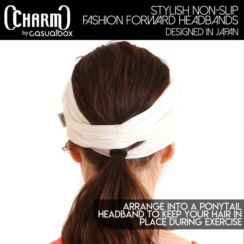 CHARM Mens Elastic Japanese Headband - Long Hair Bandana Womens