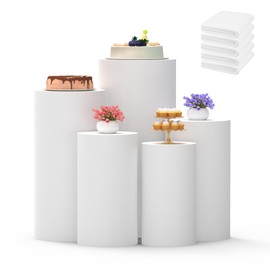 Kjlwb Cylinder Covers Set of 5 Multicolor Pedestal Stand Covers, Cylinder Stand Covers for Party,Round Spandex Dessert Tables Covers for Wedding Birthday Party Decor
