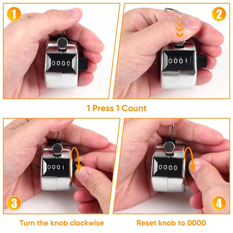 LKbeuuu Metal Handheld Tally Counter, Clicker Counter with 4 Digit