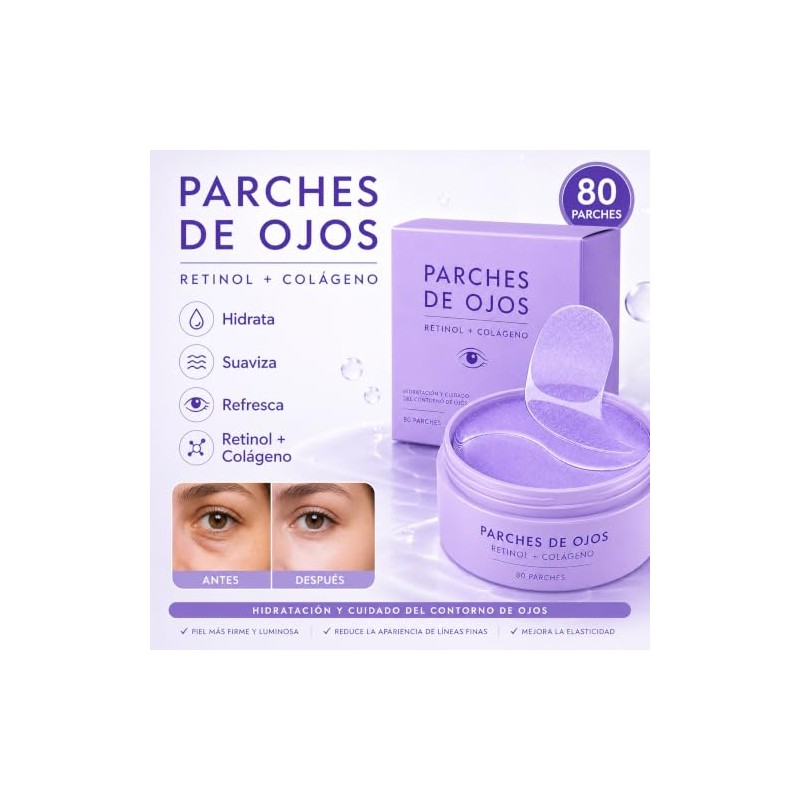 Parches para Ojos con Retinol y Colágeno, para Ojeras, Bolsas
