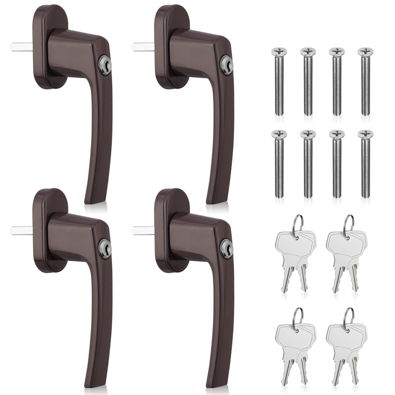 GETLITOOL Lockable Window Handles, Pack of 4 Aluminium Window Lock