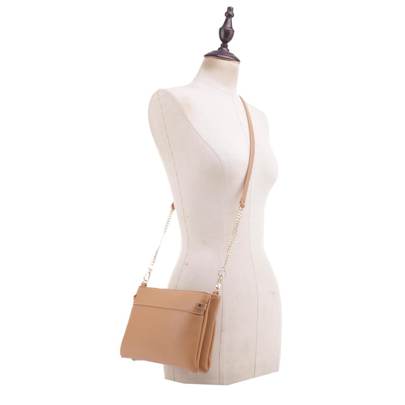 Isabelle Faux Leather Crossbody Bag with Multiple Compartments, Detachable Chain