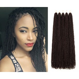 GUOHUI Micro Faux Locs Crochet Hair, 36 Inch 5 Packs Color Dark Wine DIY Braids Straight Styles (36",99J)